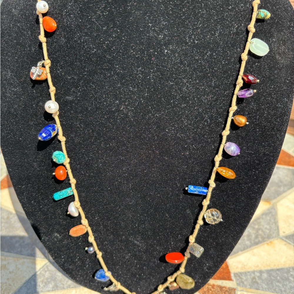 Brown Bohemian Necklace with Natural Stones